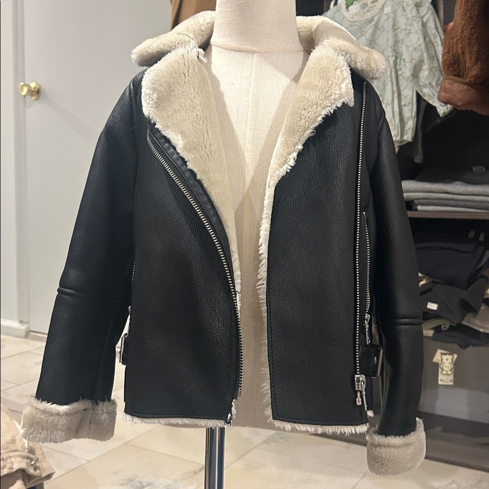Zara Black and Cream Kids Jacket